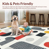 Ultra Soft Area Rug, Non Slip, Stain Resistant, Washable Area Rugs for Living Room, Bedroom, Stylish Abstract Fun Phrase(White)