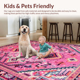 Ultra Soft Area Rug, Non Slip, Stain Resistant, Washable Area Rugs for Living Room, Bedroom, Vibrant Cowboy Theme Mat(Pink)