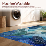 Ultra Soft Area Rug, Non Slip, Stain Resistant, Washable Area Rugs for Living Room, Bedroom, Nautical 3D Octopus Adventure Rug Runner Artistic Whale Trap Illusion(Blue)