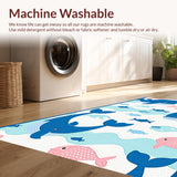 Ultra Soft Area Rug, Non Slip, Stain Resistant, Washable Area Rugs for Living Room, Bedroom, Adorable Sea Animal Decor Theme(Blue)