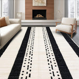 Ultra Soft Area Rug, Non Slip, Stain Resistant, Washable Area Rugs for Living Room, Bedroom, Artful Boho Linear Motif(Black)