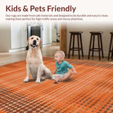 Ultra Soft Area Rug, Non Slip, Stain Resistant, Washable Area Rugs for Living Room, Bedroom, Stylish Cozy Runner Appeal(Orange)