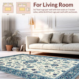 Ultra Soft Area Rug, Non Slip, Stain Resistant, Washable Area Rugs for Living Room, Bedroom, Rustic Vintage Diamond Composition(Beige)