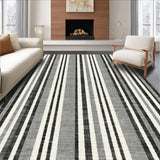 Ultra Soft Area Rug, Non Slip, Stain Resistant, Washable Area Rugs for Living Room, Bedroom, Contemporary Linear Rug With Parallel Bands Woven Entryway Decor(Black)