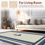 Ultra Soft Area Rug, Non Slip, Stain Resistant, Washable Area Rugs for Living Room, Bedroom, Elegant Striped Nautical Aesthetic(Beige)