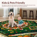 Ultra Soft Area Rug, Non Slip, Stain Resistant, Washable Area Rugs for Living Room, Bedroom, Ornate Medallion Bedroom Rug for Pet Owners(Green)