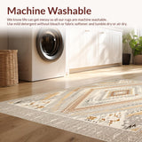 Ultra Soft Area Rug, Non Slip, Stain Resistant, Washable Area Rugs for Living Room, Bedroom, Natural Beige Geometric(Gray)