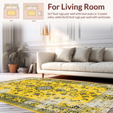 Ultra Soft Area Rug, Non Slip, Stain Resistant, Washable Area Rugs for Living Room, Bedroom, Bold Elegant Diamond Design(Yellow)