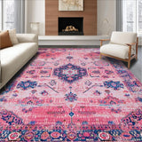 Ultra Soft Area Rug, Non Slip, Stain Resistant, Washable Area Rugs for Living Room, Bedroom, Soft Earth Tone Trellis Artwork(Pink)