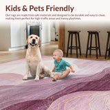 Ultra Soft Area Rug, Non Slip, Stain Resistant, Washable Area Rugs for Living Room, Bedroom, Dusty Rose Kawaii Plush Rug with Soft Mauve Swirls and Cozy Pink Tones(Purple)