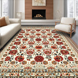 Ultra Soft Area Rug, Non Slip, Stain Resistant, Washable Area Rugs for Living Room, Bedroom, Vintage Floral Non-Slip Bedroom Area Carpet(White)