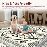 Ultra Soft Area Rug, Non Slip, Stain Resistant, Washable Area Rugs for Living Room, Bedroom, Artistic Vintage Geometric Fusion(White)