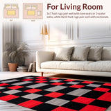 Ultra Soft Area Rug, Non Slip, Stain Resistant, Washable Area Rugs for Living Room, Bedroom, Rustic Gray Tiled Aesthetic(Black)