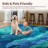 Ultra Soft Area Rug, Non Slip, Stain Resistant, Washable Area Rugs for Living Room, Bedroom, Geometric Ocean Adventure Rug for Kids(Blue)