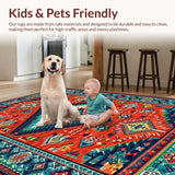 Ultra Soft Area Rug, Non Slip, Stain Resistant, Washable Area Rugs for Living Room, Bedroom, Chic Color Splash Pattern(Red)