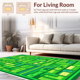Ultra Soft Area Rug, Non Slip, Stain Resistant, Washable Area Rugs for Living Room, Bedroom, City-Themed Green Toddler Playroom Educational Carpet(Green)