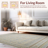 Ultra Soft Area Rug, Non Slip, Stain Resistant, Washable Area Rugs for Living Room, Bedroom, Stylish Bordered for Patios in Grey and Brown(Gray)
