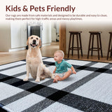 Ultra Soft Area Rug, Non Slip, Stain Resistant, Washable Area Rugs for Living Room, Bedroom, Minimalist Low Pile Stain Resistant Dorm Carpet(Black)