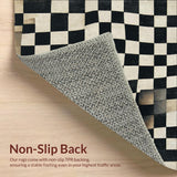 Ultra Soft Area Rug, Non Slip, Stain Resistant, Washable Area Rugs for Living Room, Bedroom, Chessboard Black & White Checkered Patio Rug(Black)