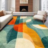 Ultra Soft Area Rug, Non Slip, Stain Resistant, Washable Area Rugs for Living Room, Bedroom, Modern Surfboard Silhouette Rug Cool Mint Slate Tangerine Color Blends(Orange)