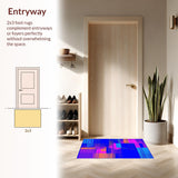 Ultra Soft Area Rug, Non Slip, Stain Resistant, Washable Area Rugs for Living Room, Bedroom, Modern Colorful Geometric Design(Blue)