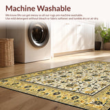 Ultra Soft Area Rug, Non Slip, Stain Resistant, Washable Area Rugs for Living Room, Bedroom, Elegant Transitional Botanical Motif(Ivory)