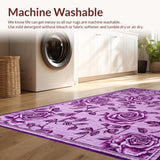 Ultra Soft Area Rug, Non Slip, Stain Resistant, Washable Area Rugs for Living Room, Bedroom, Enchanting Floral Embrace Design(Purple)
