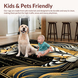 Ultra Soft Area Rug, Non Slip, Stain Resistant, Washable Area Rugs for Living Room, Bedroom, Earthy Animal Print Aesthetic(Gold)