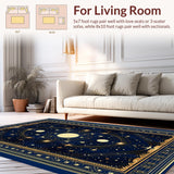 Ultra Soft Area Rug, Non Slip, Stain Resistant, Washable Area Rugs for Living Room, Bedroom, Indigo Tiled Ethereal Patterns(Blue)