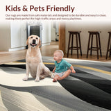 Ultra Soft Area Rug, Non Slip, Stain Resistant, Washable Area Rugs for Living Room, Bedroom, Scandinavian Echo Area with Abstract Brushstroke Lines and Monotone Palette(Gray)