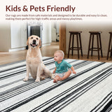 Ultra Soft Area Rug, Non Slip, Stain Resistant, Washable Area Rugs for Living Room, Bedroom, Graphic Contrast Rug Bold Black White Parallel Lines Reversible(White)