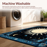 Ultra Soft Area Rug, Non Slip, Stain Resistant, Washable Area Rugs for Living Room, Bedroom, Celestial Moonlit Starburst Design(Blue)