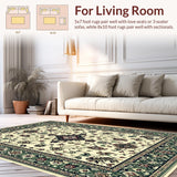 Ultra Soft Area Rug, Non Slip, Stain Resistant, Washable Area Rugs for Living Room, Bedroom, Distressed Vintage Neutral Living Room Area Rug(Ivory)