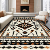 Ultra Soft Area Rug, Non Slip, Stain Resistant, Washable Area Rugs for Living Room, Bedroom, Artful Black and White Geometric Fusion(Black)