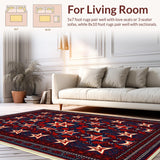 Ultra Soft Area Rug, Non Slip, Stain Resistant, Washable Area Rugs for Living Room, Bedroom, Red Blue Pentagram Kitchen Absorbent Mat(Red)
