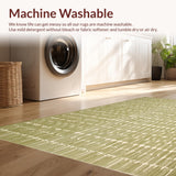 Ultra Soft Area Rug, Non Slip, Stain Resistant, Washable Area Rugs for Living Room, Bedroom, Entryway Low Pile in Beige and Green Hues(Green)