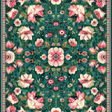 Ultra Soft Area Rug, Non Slip, Stain Resistant, Washable Area Rugs for Living Room, Bedroom, Playful Multi-Colored Medallion Blend(Green)