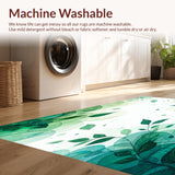 Lake Leaf Escape Plant Inspired Non Slip Area Rug Carpet(Green)