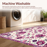 Ultra Soft Area Rug, Non Slip, Stain Resistant, Washable Area Rugs for Living Room, Bedroom, Whimsical Creamy Blossom Arrangement(Ivory)