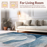 Ultra Soft Area Rug, Non Slip, Stain Resistant, Washable Area Rugs for Living Room, Bedroom, Tranquil Soft Blue Toned Elegance(Blue)