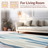 Ultra Soft Area Rug, Non Slip, Stain Resistant, Washable Area Rugs for Living Room, Bedroom, Coastal Harmony Serene Blue & Beige Oval(Blue)