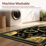 Ultra Soft Area Rug, Non Slip, Stain Resistant, Washable Area Rugs for Living Room, Bedroom, Gothic Animal Motif Elegance(Black)