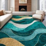 Ultra Soft Area Rug, Non Slip, Stain Resistant, Washable Area Rugs for Living Room, Bedroom, Sleek Luxe Ogee Inspired Design(Green)