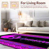 Ultra Soft Area Rug, Non Slip, Stain Resistant, Washable Area Rugs for Living Room, Bedroom, Playful Skeleton Love Theme(Pink)