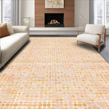 Ultra Soft Area Rug, Non Slip, Stain Resistant, Washable Area Rugs for Living Room, Bedroom, Contemporary Peach Carpet Boasting Gold Circular Motifs And Fine Line Details(Beige)