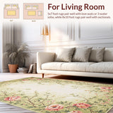 Ultra Soft Area Rug, Non Slip, Stain Resistant, Washable Area Rugs for Living Room, Bedroom, Serene Nature-Inspired Floral Palette(Green)
