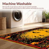 Ultra Soft Area Rug, Non Slip, Stain Resistant, Washable Area Rugs for Living Room, Bedroom, Contemporary Monochrome Bat Pattern(Orange)