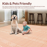 Ultra Soft Area Rug, Non Slip, Stain Resistant, Washable Area Rugs for Living Room, Bedroom, Stylish Peach Trellis Arrangement(Orange)