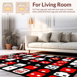 Ultra Soft Area Rug, Non Slip, Stain Resistant, Washable Area Rugs for Living Room, Bedroom, Dynamic Modern Geometric Layout(Red)