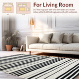 Ultra Soft Area Rug, Non Slip, Stain Resistant, Washable Area Rugs for Living Room, Bedroom, Contemporary Black White Rug(Black)
